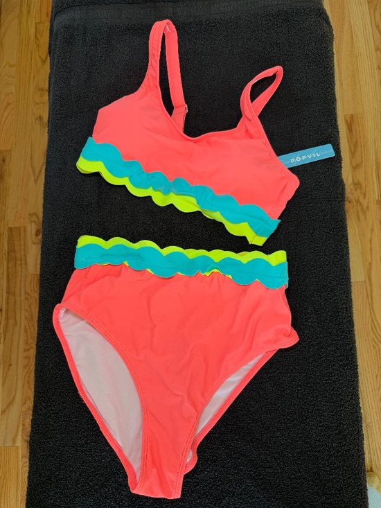 Popvil Other - NEW Popvil Scallop Trim Colorblock Bikini Set